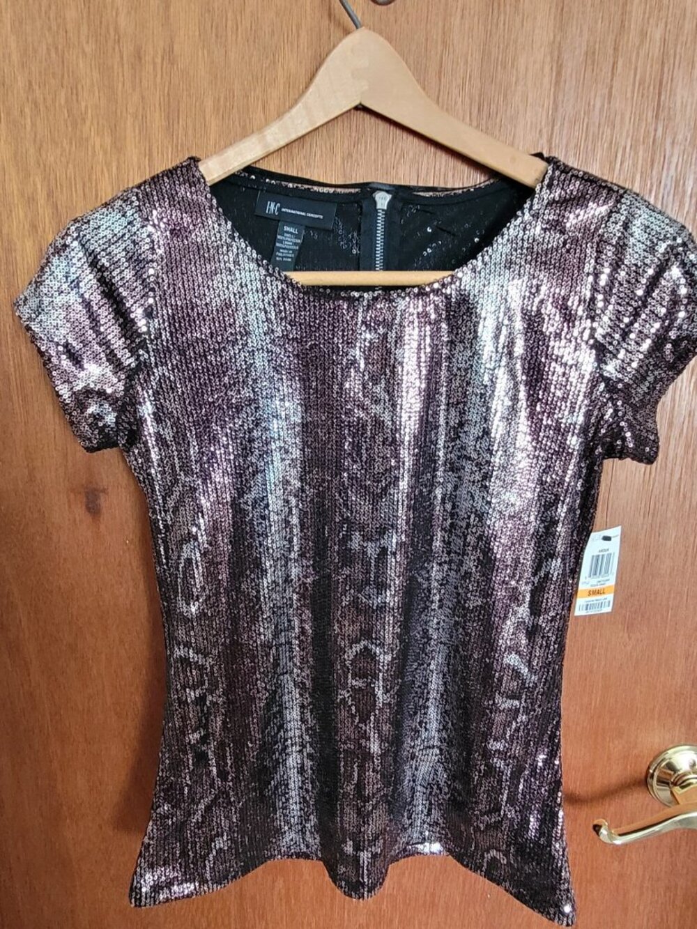 INC sequin snakeskin pattern blouse
